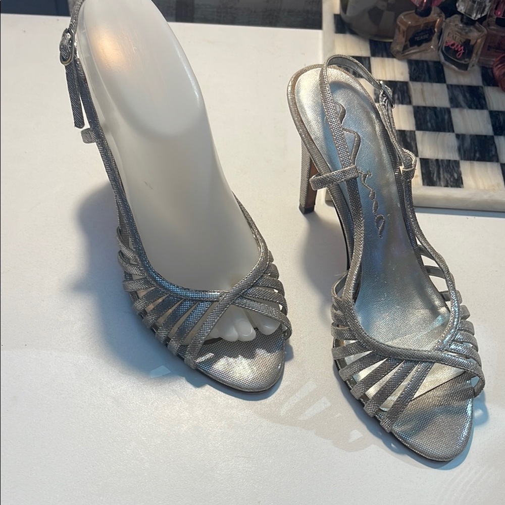 Nina Silver Heels Elegant Stiletto Sandals - Picture 4 of 12